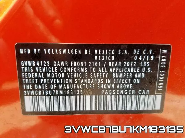 3VWCB7BU7KM183135 фото 2