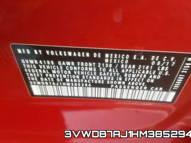 3VWDB7AJ1HM385294 фото 2