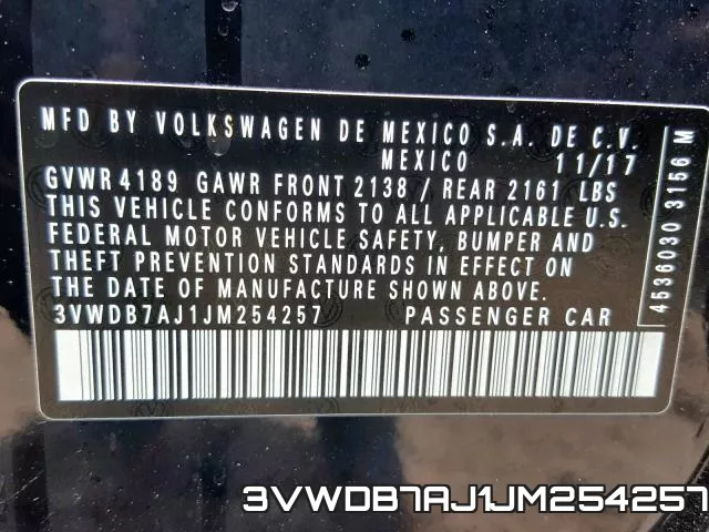 3VWDB7AJ1JM254257 фото 2
