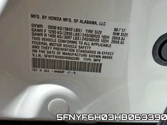 5FNYF6H03HB063390 фото 2