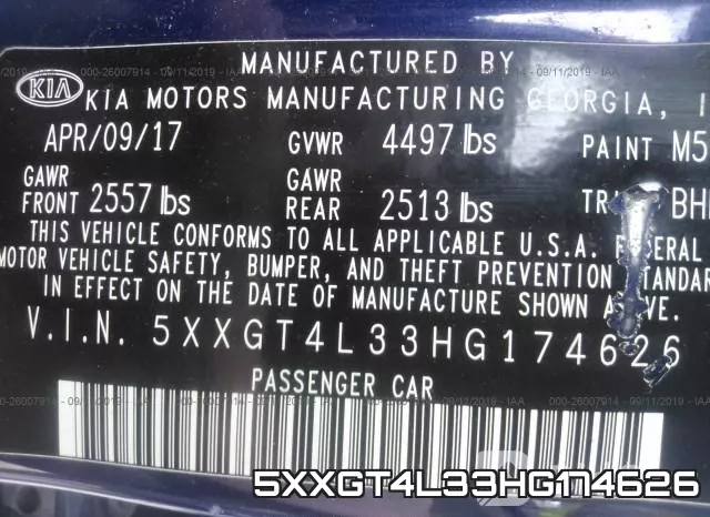 5XXGT4L33HG174626 фото 10