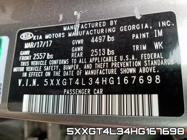 5XXGT4L34HG167698 фото 2