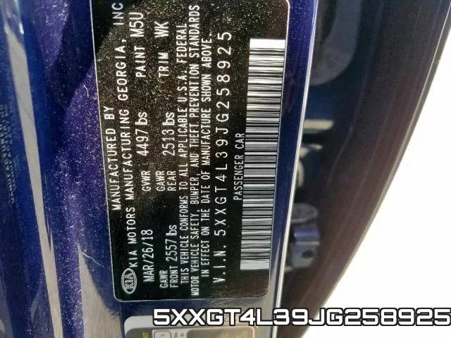 5XXGT4L39JG258925 фото 2