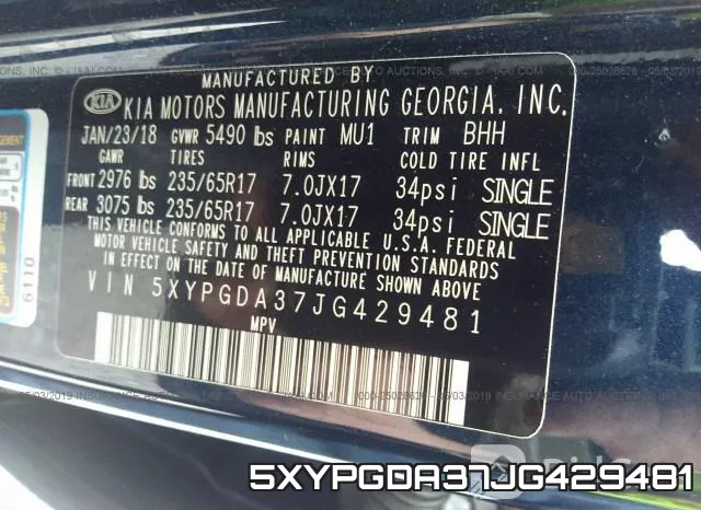 5XYPGDA37JG429481 фото 8