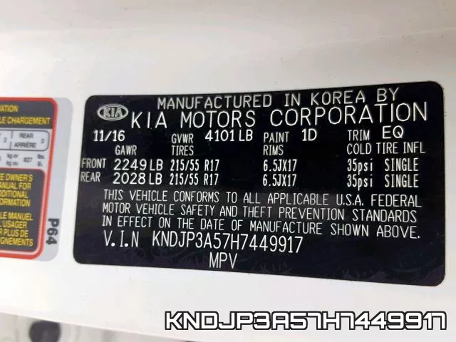 KNDJP3A57H7449917 фото 2