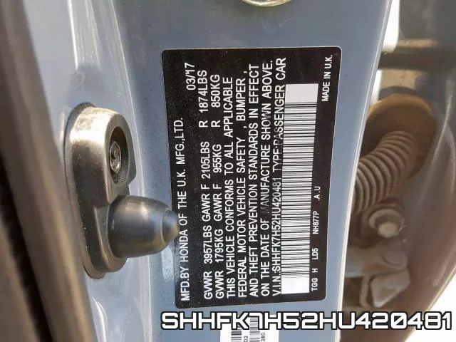 SHHFK7H52HU420481 фото 2