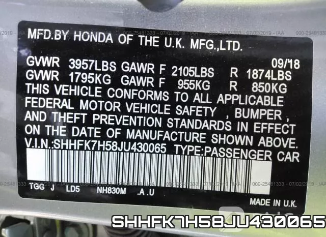 SHHFK7H58JU430065 фото 10