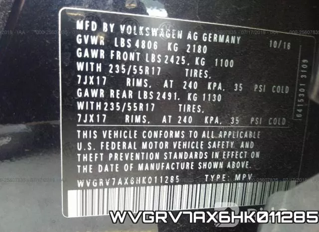 WVGRV7AX6HK011285 фото 8