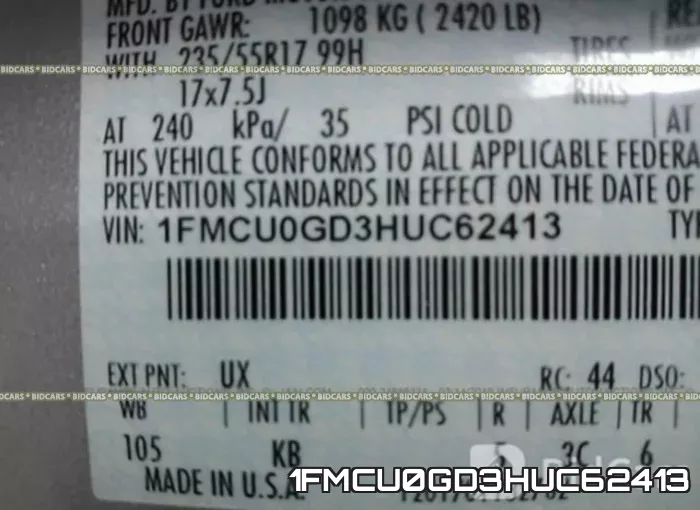 1FMCU0GD3HUC62413 фото 10