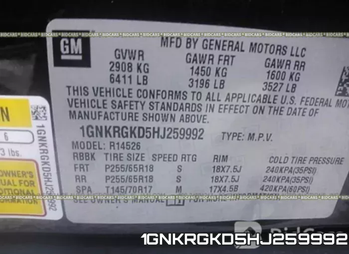1GNKRGKD5HJ259992 фото 10