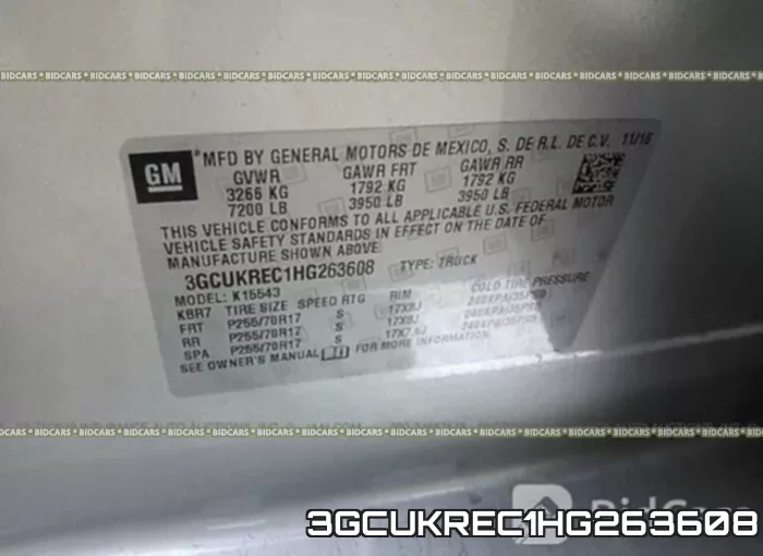 3GCUKREC1HG263608 фото 10
