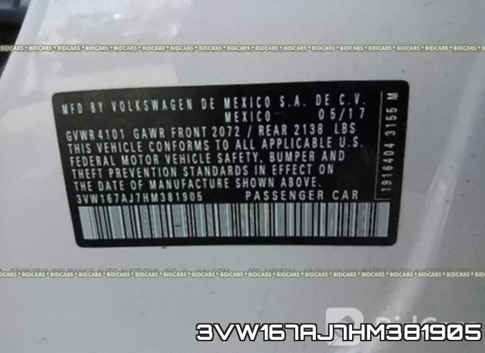 3VW167AJ7HM381905 фото 9