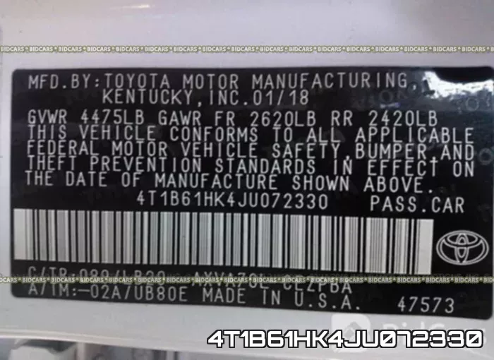 4T1B61HK4JU072330 фото 10