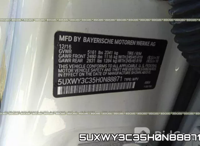 5UXWY3C35H0N88871 фото 10