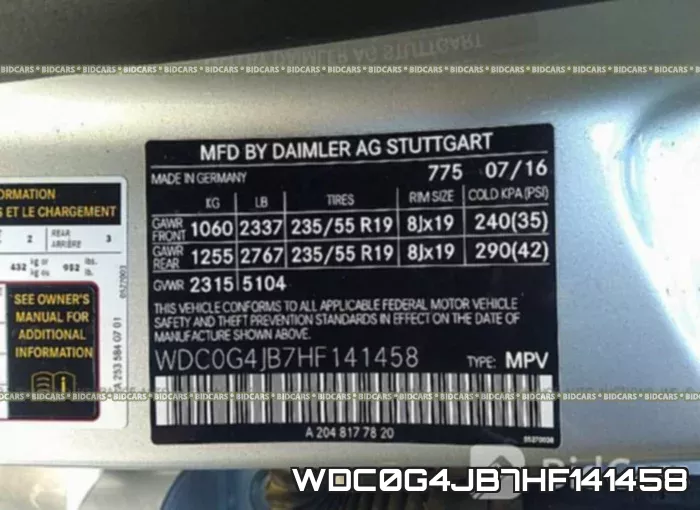 WDC0G4JB7HF141458 фото 10