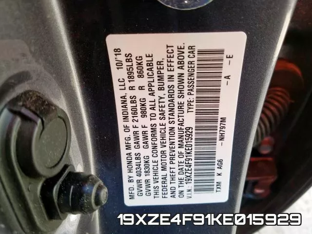 19XZE4F91KE015929 фото 2