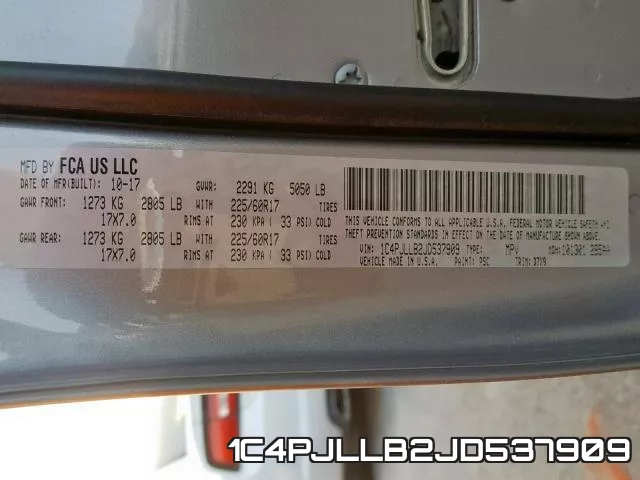1C4PJLLB2JD537909 фото 2