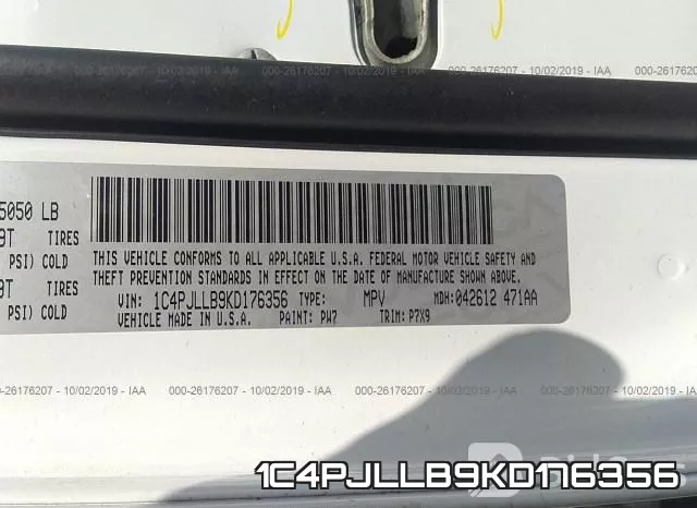 1C4PJLLB9KD176356 фото 10