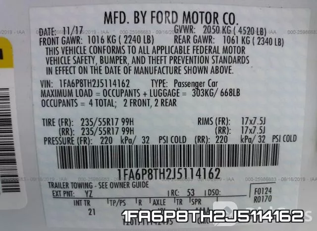 1FA6P8TH2J5114162 фото 10