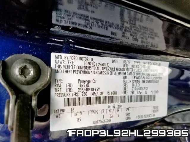 1FADP3L92HL299385 фото 2
