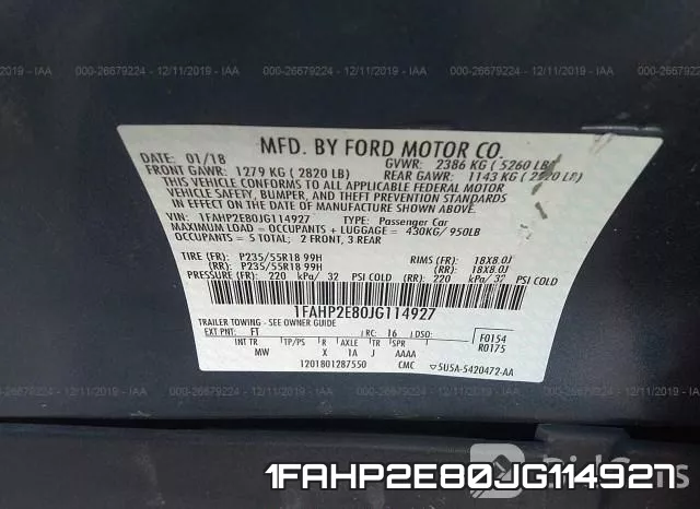 1FAHP2E80JG114927 фото 10