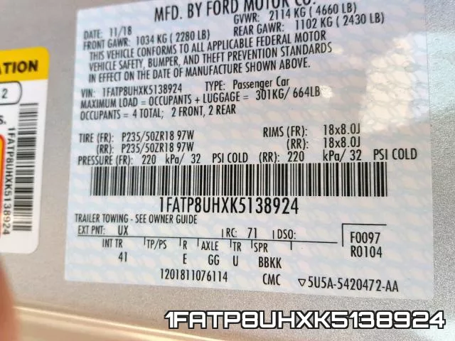 1FATP8UHXK5138924 фото 2