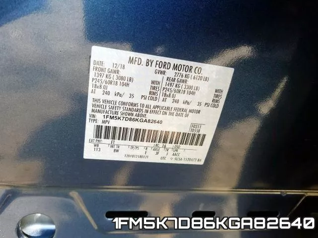 1FM5K7D86KGA82640 фото 2