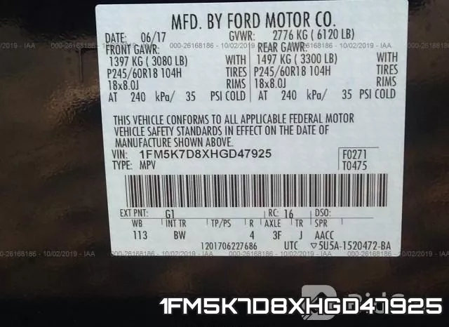 1FM5K7D8XHGD47925 фото 10