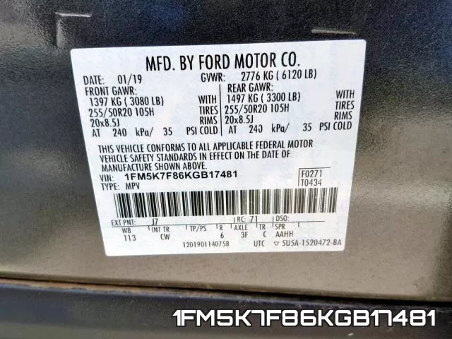 1FM5K7F86KGB17481 фото 2