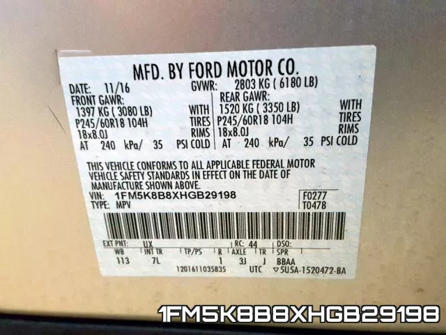 1FM5K8B8XHGB29198 фото 2