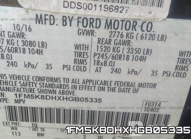 1FM5K8DHXHGB05335 фото 10