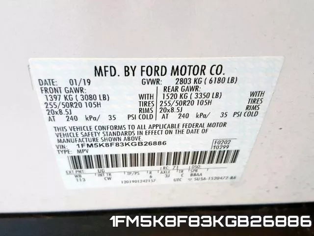 1FM5K8F83KGB26886 фото 2