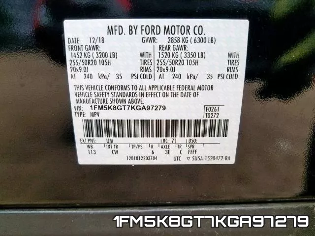 1FM5K8GT7KGA97279 фото 2