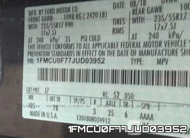 1FMCU0F77JUD03952 фото 9