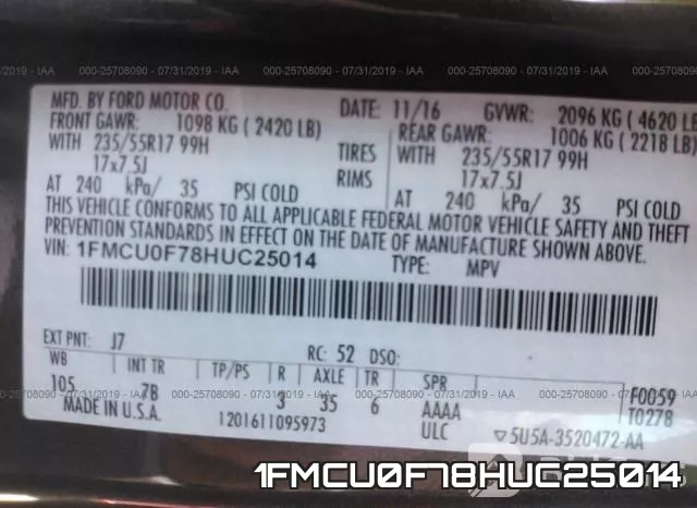1FMCU0F78HUC25014 фото 10