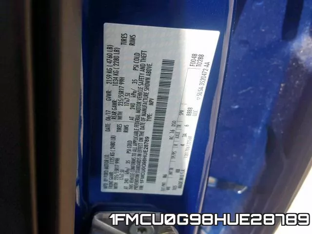 1FMCU0G98HUE28789 фото 2