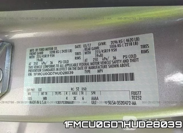 1FMCU0GD7HUD28039 фото 10