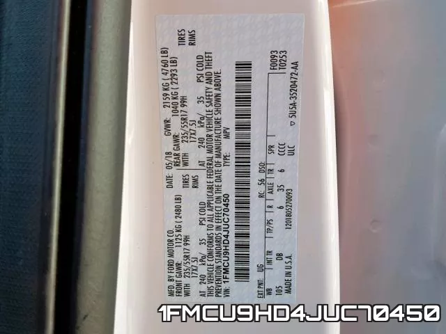 1FMCU9HD4JUC70450 фото 2