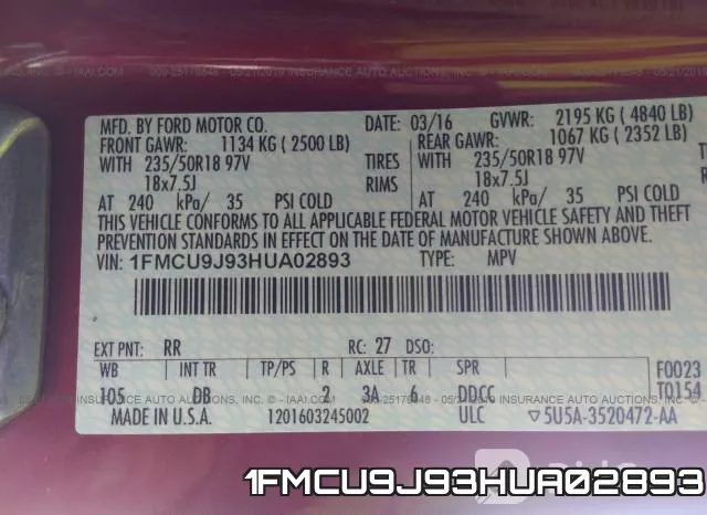 1FMCU9J93HUA02893 фото 10