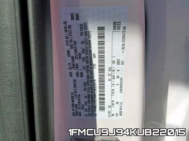 1FMCU9J94KUB22015 фото 2