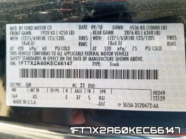 1FT7X2A60KEC66147 фото 2