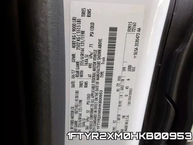 1FTYR2XM0HKB00953 фото 2