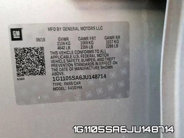1G1105SA6JU148714 фото 2