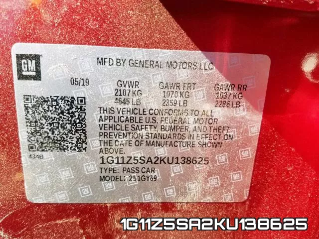 1G11Z5SA2KU138625 фото 2