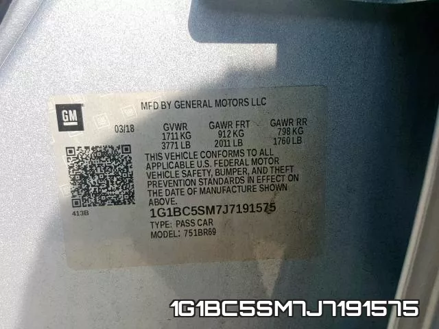 1G1BC5SM7J7191575 фото 2