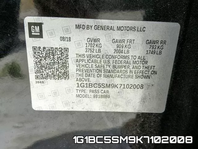 1G1BC5SM9K7102008 фото 2