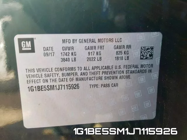 1G1BE5SM1J7115926 фото 2
