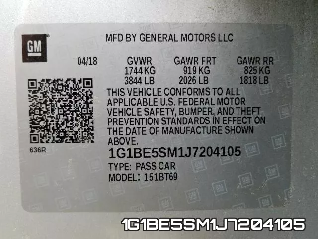 1G1BE5SM1J7204105 фото 2