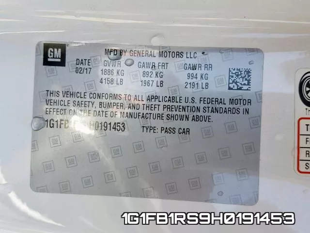 1G1FB1RS9H0191453 фото 2