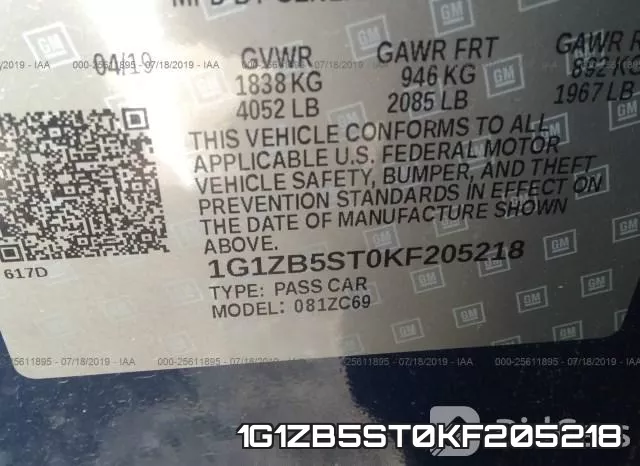 1G1ZB5ST0KF205218 фото 10